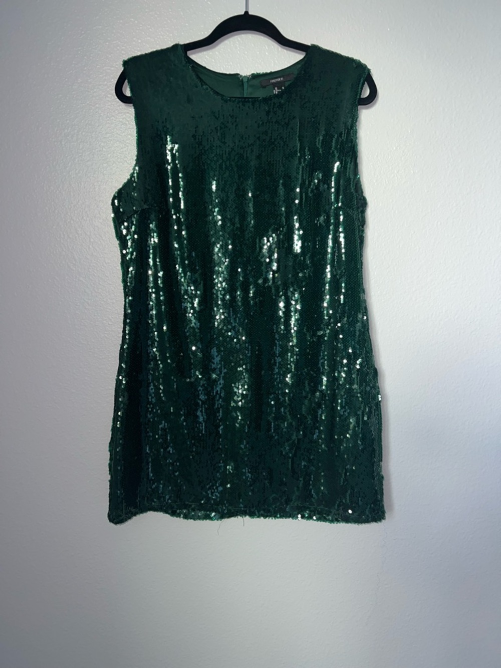 Forever 21 Emerald Green Sequin Shift Mini Dress